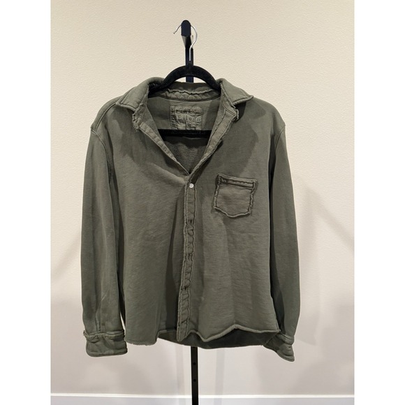 Frank & Eileen Sweatshirt Button up Triple Fleece rosemary thyme Green Size M - Picture 2 of 5